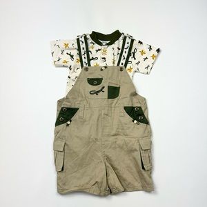 Baby/Toddler Tumble Bears 2pc Safari Style T-Shirt & Overalls Size 18M